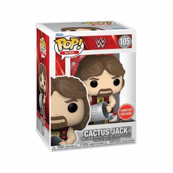 #105 運動 WWE CACTUS JACK米克·佛利 w/拿垃圾桶 附徽章